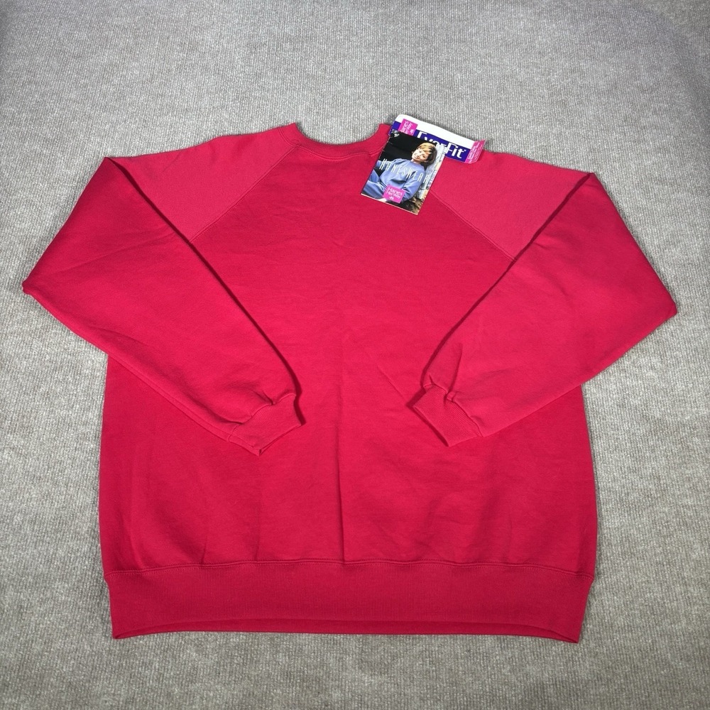 Vintage Hanes Her Way Sweatshirt Women XL Pink Fleece Crewneck Blank 90s New NWT